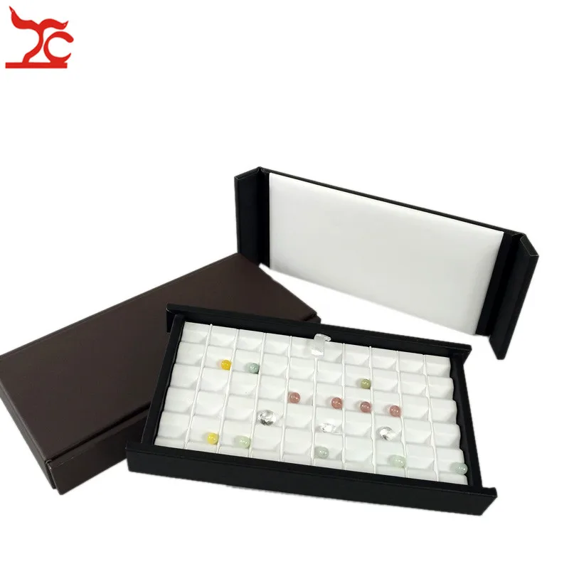 

New Superior Leather With Magnet Cover Diamond Display Case 50 Grid Gemstone Pear Jewelry Storage Holder Organizer Travel Tray