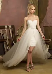 ТРАПЕЦИЕВИДНОЕ милое кружевное простое Свадебные платья цвета слоновой кости нового дизайна спереди короткое сзади длинное свадебное