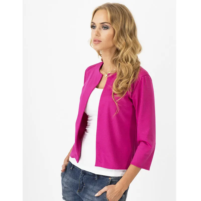 قصيرة ثلاثة أرباع ضئيلة الأعمال والحلل الصلبة لا طوق مفتوحة غرزة الدعاوى مكتب السيدات أنيقة السترة الربيع الخريف