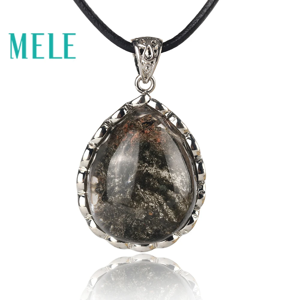 

MELE natural green ghost garden crystal pendant for women and man,30X14mm water drop shape,The design is fantastic and beautiful