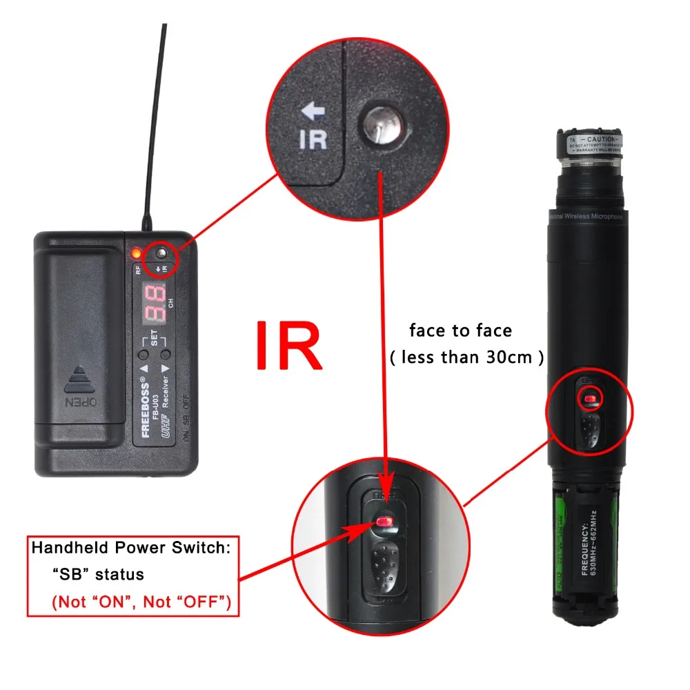 FREEBOSS FB-U03-2P 1 Way 100 channel Handheld