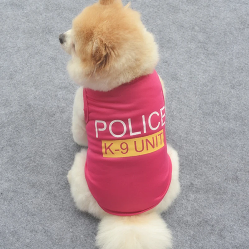 Полиции с принтом букв ПЭТ собачья жилетка, одежда футболка со щенком пальто летняя одежда костюмы Pet Костюмы для триммер для стрижки небольших собак