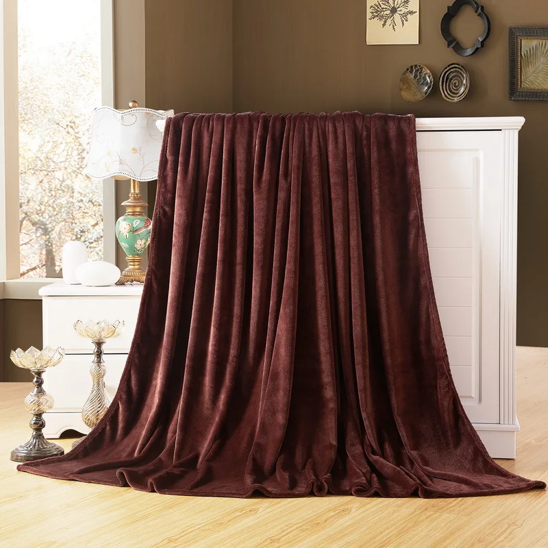 

High Quality Super Soft Flannel Plain Bedspread Blanket Throws Fleece Blanket Manta Coberto For Sofa/Bed/Car/Office