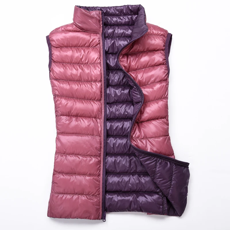 New Women 90% White Duck Down Vest Women's Ultra Light Duck Down Vest Jacket Autumn Winter Stand Collar Sleeveless Coat D187