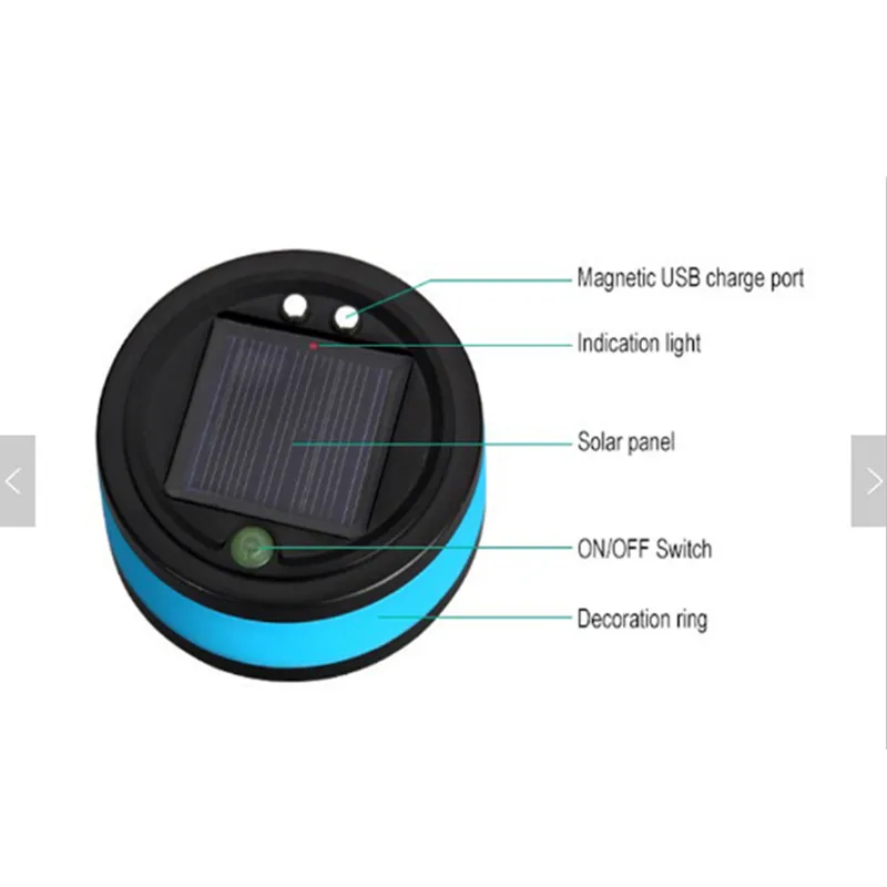 Водонепроницаемый 3 светодиодный USB силиконовый фонарь для кемпинга на солнечной батарее
