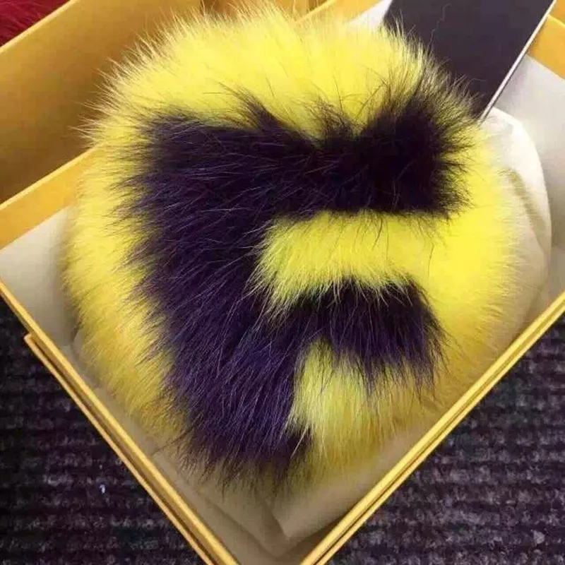custom initial pom pom keychains handmade 15cm real fox fur ball keychains bag charm pluffy bag