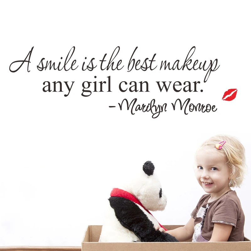 

A Smile Is The Best Makeup Marilyn Monroe Quotes Wall Stickers For Kids Rooms Home Decor Vinyl Wall Decals Diy Mural Art