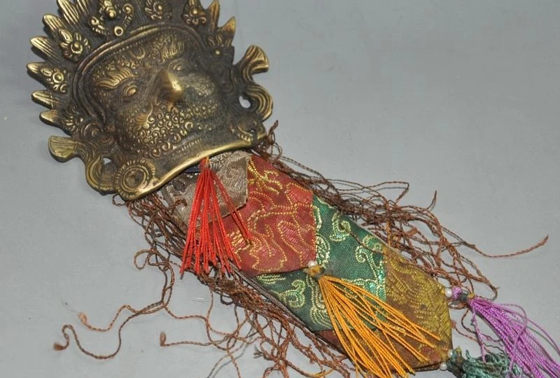 

11" tibet buddhism Tantra bronze Eagle Nose face statue Exorcisms Pendant