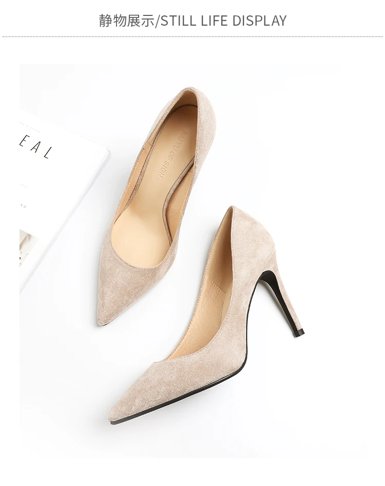 High Heels Shoes Woman New Pointed Toe Slip On High Heels Pumps Women Sexy Causal High Heels Flock Solid Wedding Sandals