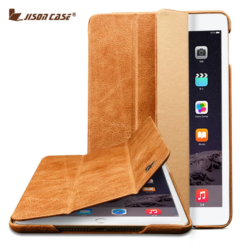 Jisoncase Case For ipad Mini 4 Genuine Leather Stand and Smart Sleep