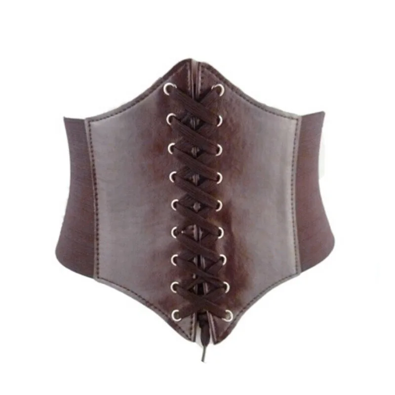 Fashion Women Elastic Top Tie Waspie Belt Waist Cincher Lace Up Corset Wide Band
