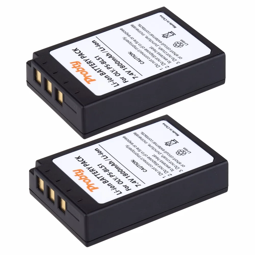 2 Pz Ps-Bls1 Ps Bls1 Batteria Per Olympus Pen E-Pl1 E-Pm1 Ep3 Epl3 Evolt E-420 E-620 E-450 E-400 E-410 Fotocamera