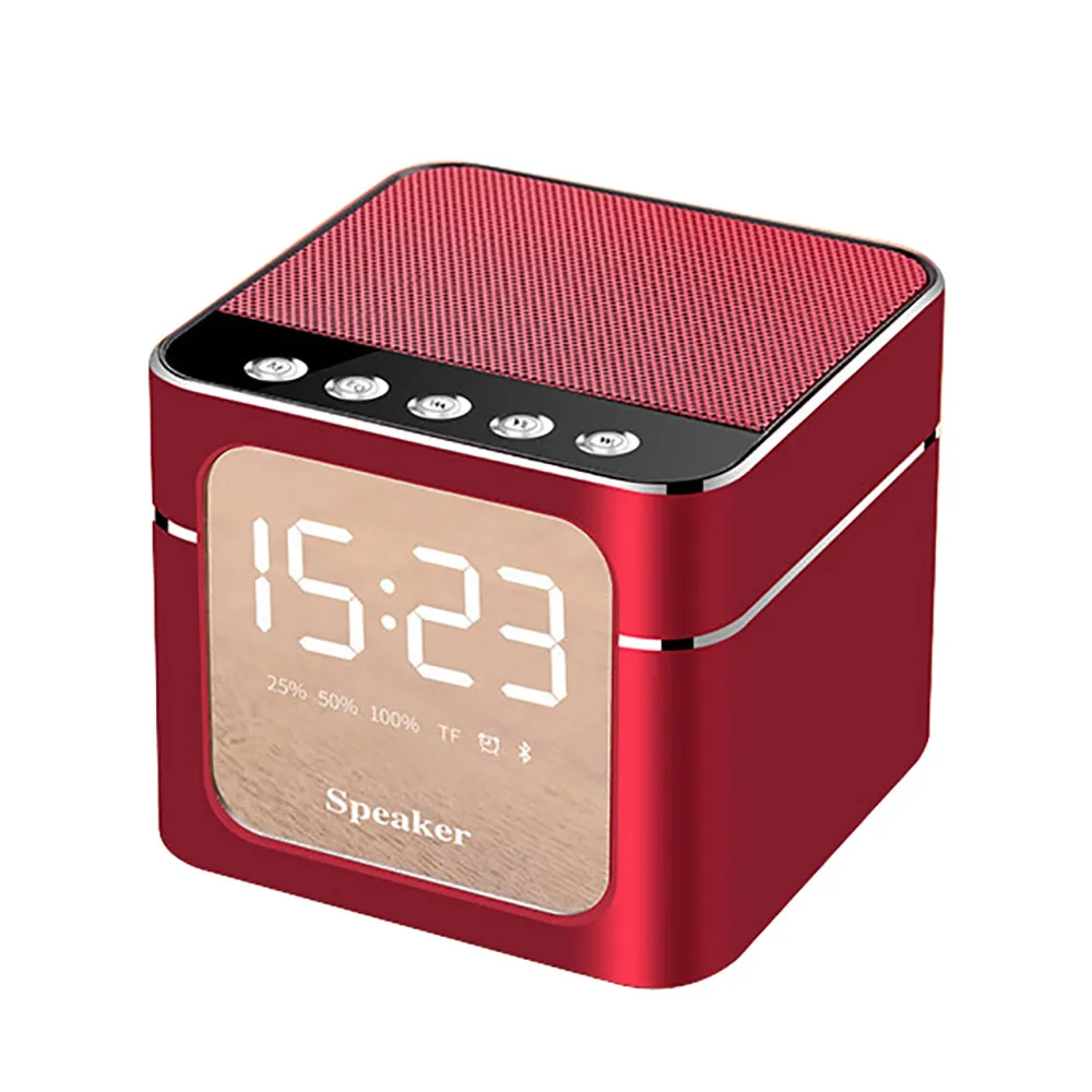 Bluetooth динамик высокого качества Q5 Мини Bluetooth беспроводной динамик с басами TF карта Аудио будильник дропшиппинг - Цвет: Красный