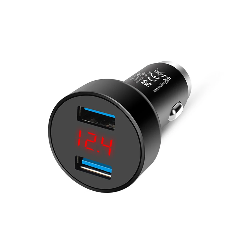 Автомобильное зарядное устройство с двумя usb портами 5 В 3 4 А цифровой дисплей