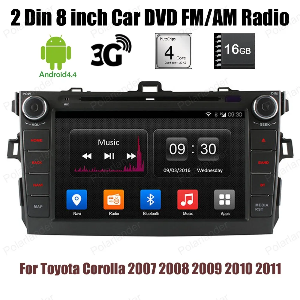 buy Android 4.4 2 Din 8 inch Car DVD for Toyota Corolla 2007 2008 2009 2010 2011 BT GPS wifi 16G 4 core stereo radio