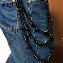 

Fashion Black 3Lines Curb Chain Hip Hop Punk Pants Trousers Wallet Key Chain Motorcyle Jean Gothic Rock DIY Craft Decor RUIER449