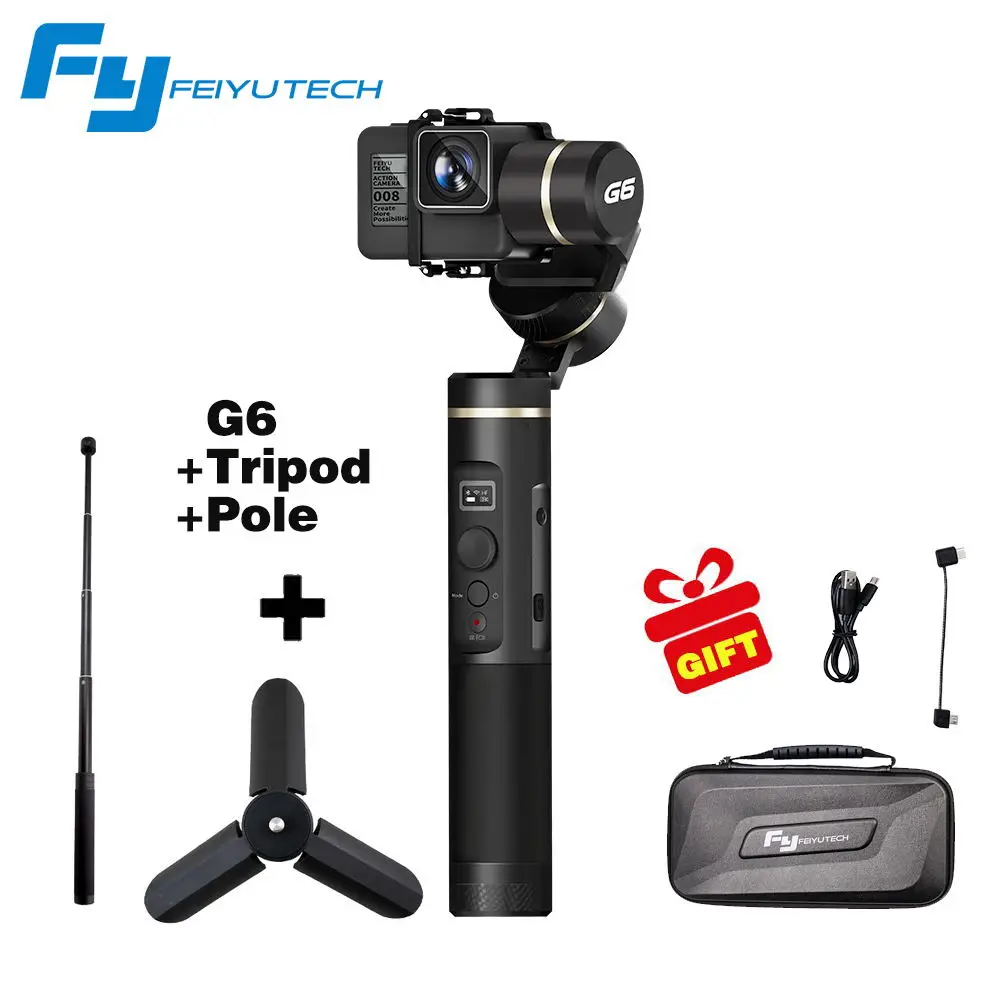 Feiyutech feiyu G6 Gimbal Feiyu действие Камера Wi-Fi, Bluetooth OLED Экран угол для Gopro Hero 6 5 4 RX0 xiaomi yi sony - Цвет: Option 3