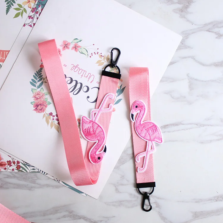 

Creative Embroidery Pink Bird Woven with Lanyard Diy Mobile Phone Shell Jewelry Accessories Key Ring Accessories Portable Rope