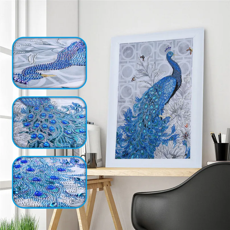 2019 new Animal partial Rhinestone Peacock 5D Diamond DIY Diamond Painting Special Daimond accessories Diamond Embroider #25j10 (4)