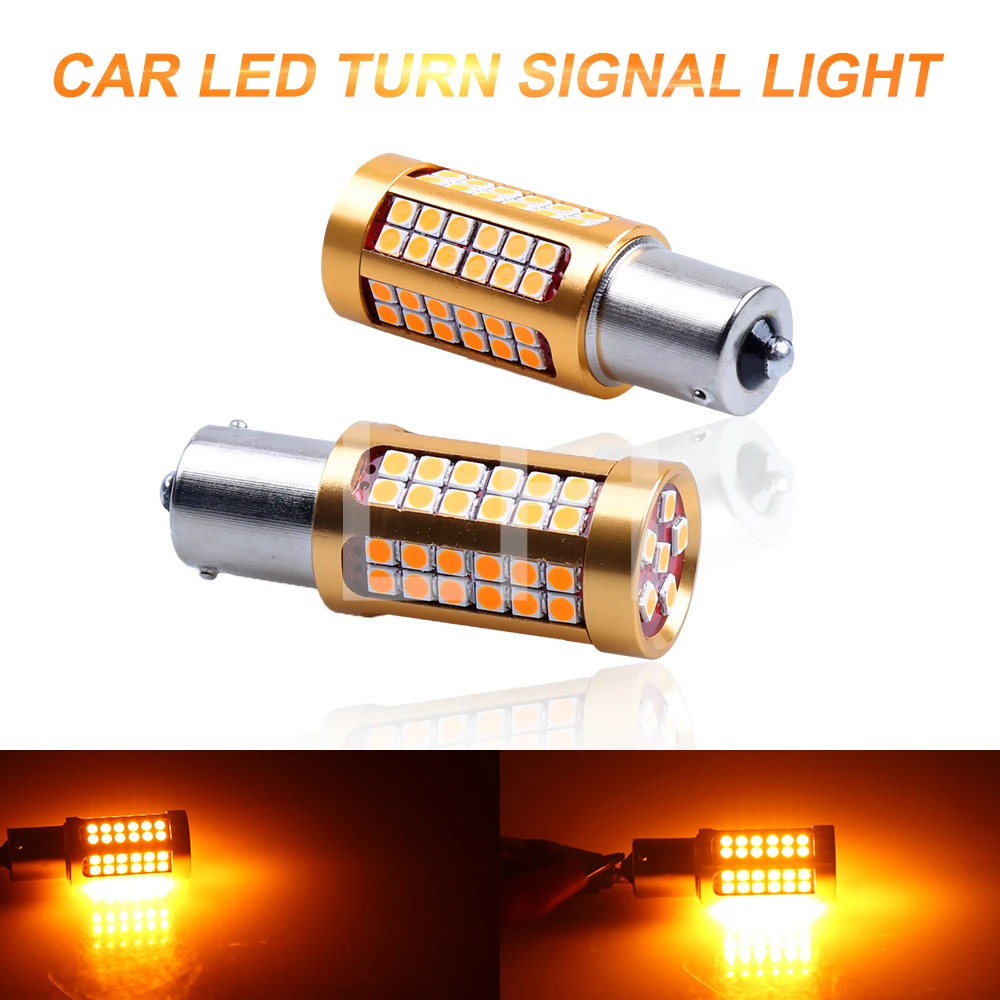 

2PCS 1156 LED 78-SMD 3030 LED PY21W Canbus Error Free 1156 BAU15S LED Bulbs For Turn Signal Lights Yellow