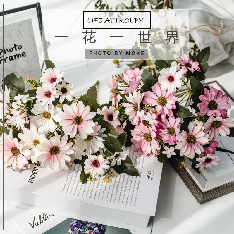

9 Fork 25 Head Simulation Gerbera Decorative Artificial Flower Silk Flower Sun Flower Bouquet Artificial Plants Greenery