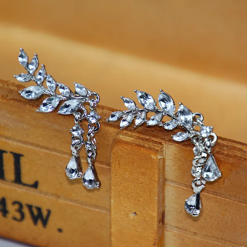 tassel Wing Style Drop Earrings Rose Gold Color/Silver Tone Fashion Cubic Jewelry For Women Statement Jewelry For Gift e0106 tassel Wing Style Drop Earrings Rose Gold Color/Silver Tone Fashion Cubic Jewelry For Women Statement Jewelry For Gift e0106