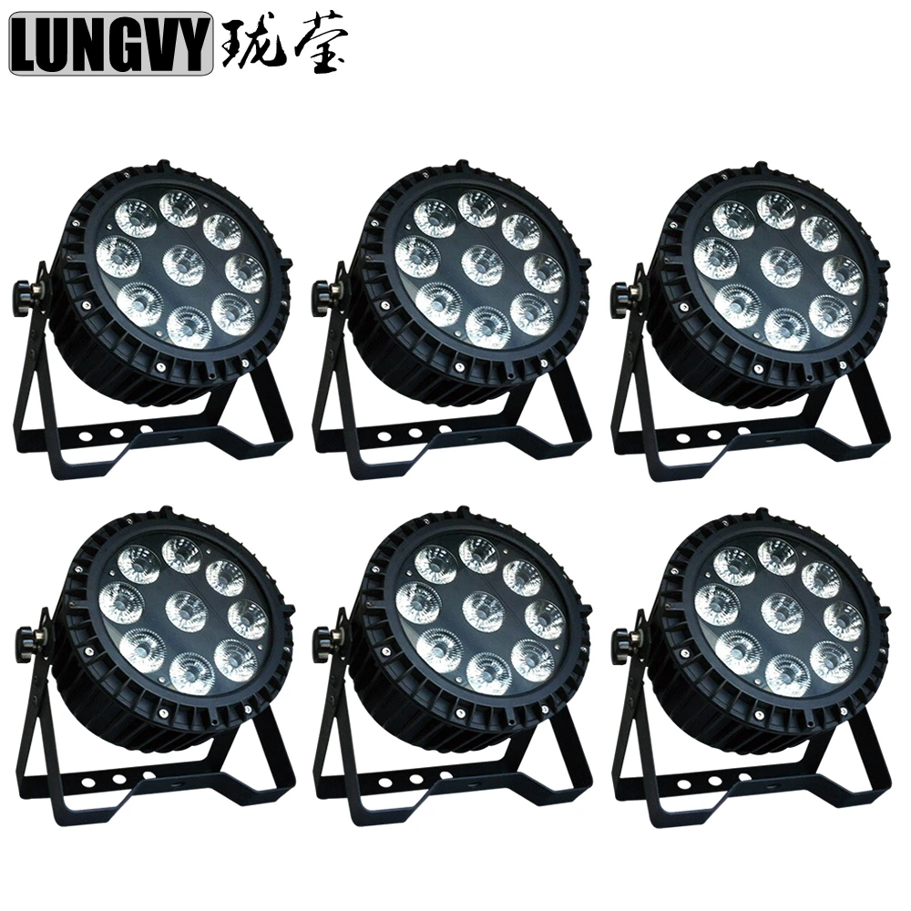 Free Shipping 6pcs/lot Outdoor Led Par 9X12W RGBWA UV 6IN1 LED