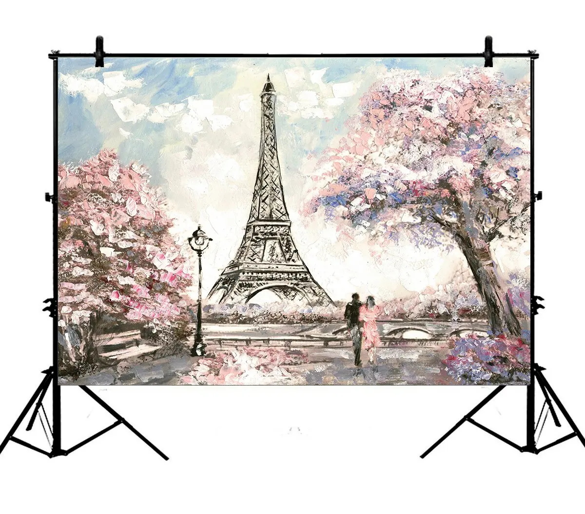 

5x7ft Spring Paris Eiffel Tower Shower Polyester Photo Background Portrait Backdrop
