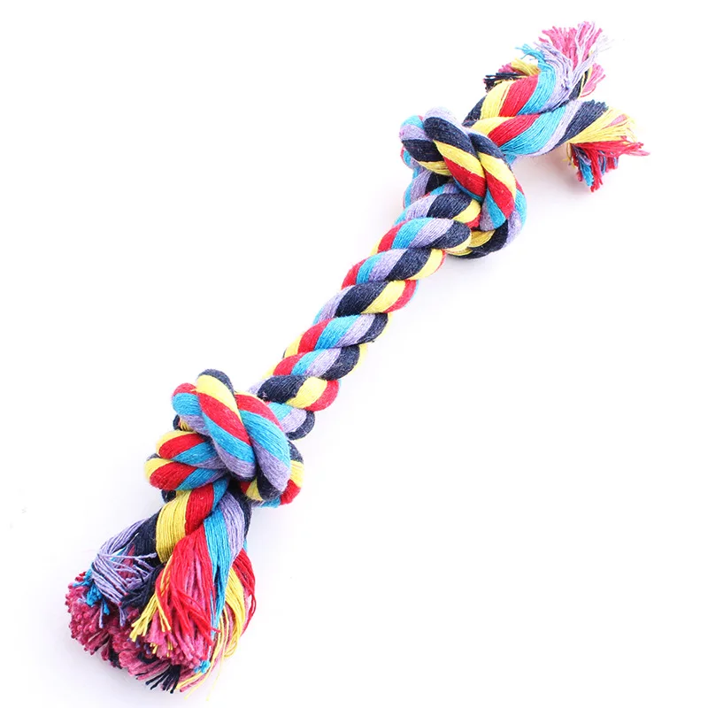 free-shipping-cotton-rope-pet-dog-toy-multicolor-for-puppy-double-knot