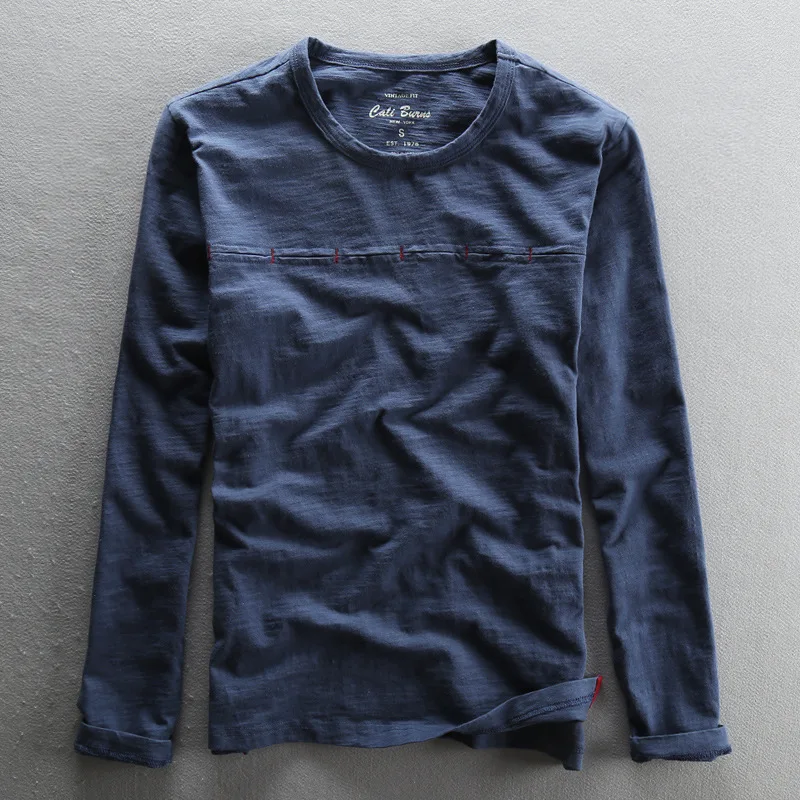 2017 Новый летний сплошной цвет короткий 100% хлопок с длинным рукавом Футболка