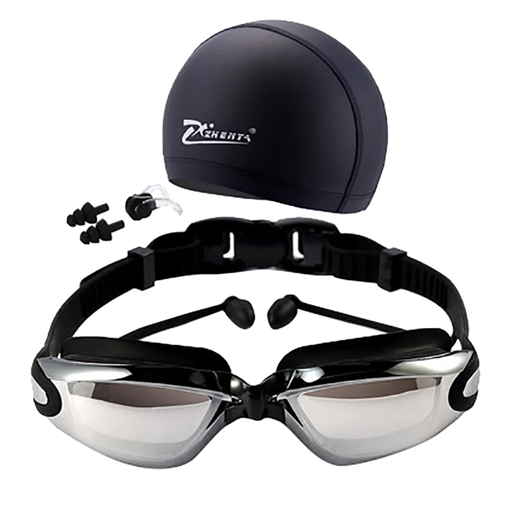CARPRIE очки для плавания, клипсы для носа и затычки для ушей, HD покрытие, водонепроницаемые противотуманные очки для плавания из трех предметов