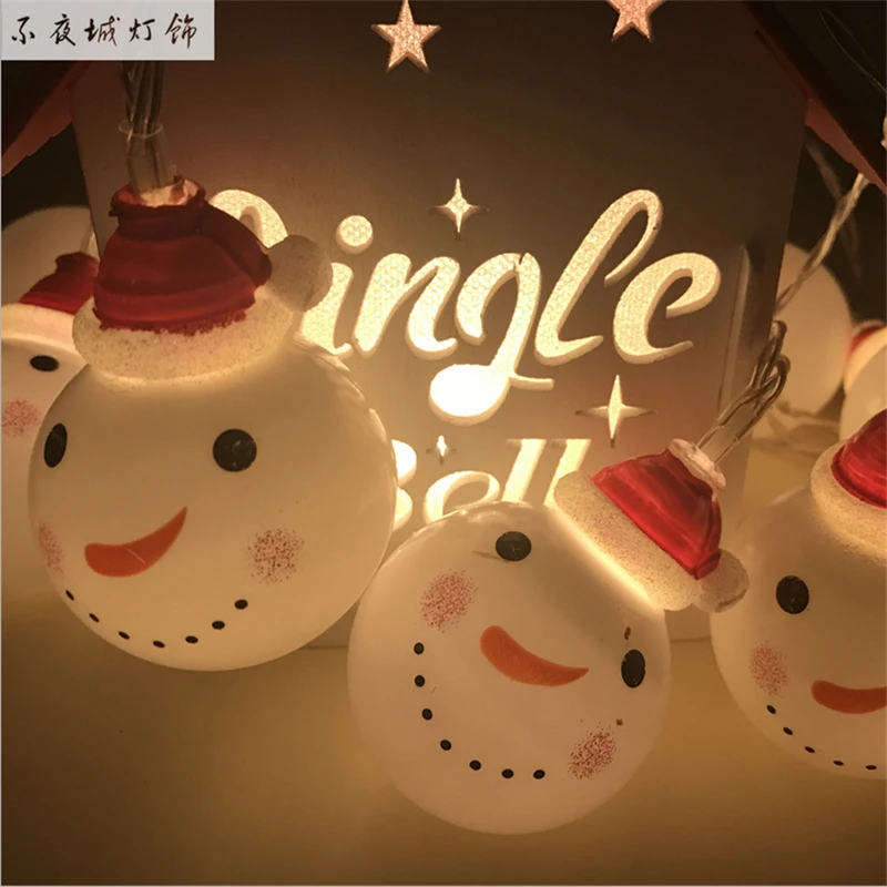 Один набор из 2 м с 10 шт. Снеговик головка светодиода гирлянда Рождественская мигающая световая лента серии праздничные декоративные огни