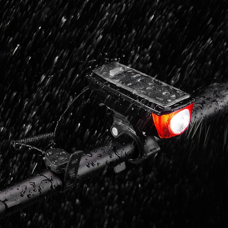 Flash Deal Rockbros Bicycle Light IPX4 Waterproof Bicycle Headlights 2000 mAh USB Solar Charging Bike Light Bike Bell 120 dB Smart Switch 3