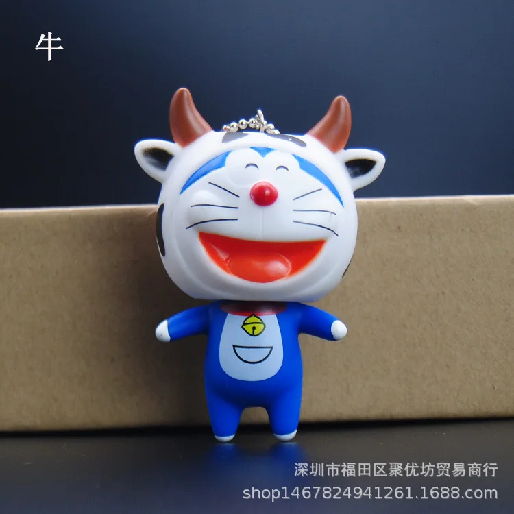 Милый нарисованный Дораэмон знаки китайского зодиака брелок с изображением животных цепочка для ключей Для женщин брелки-цепочки автомобиля сумку очарование аниме детские игрушки D225
