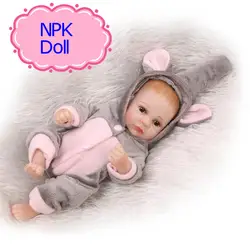 Npk 27 см полный силикона Reborn Baby Doll Игрушечные лошадки играть дома кролика Одежда для мальчиков/девочек Reborn подарок для детей на день рождения