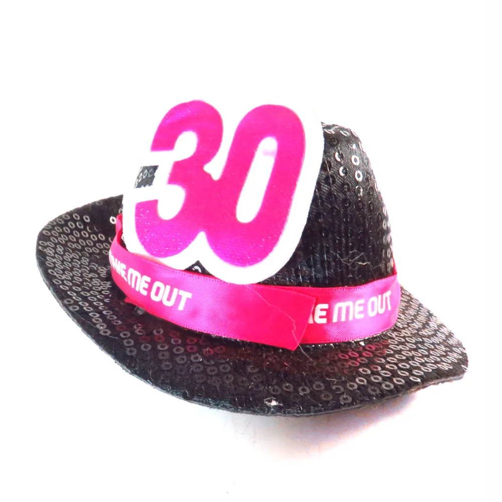 Дизайн Розовая лента черный блесток fedora Мини top hat на заколки с блеск хороший номер юбилей события Вечерние