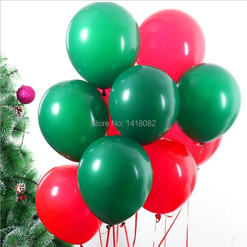 50 шт./партия 10 дюймов красные и зеленые воздушные шары Толстый Круглый пузырь 2,3 г высококачественный Рождественский шар