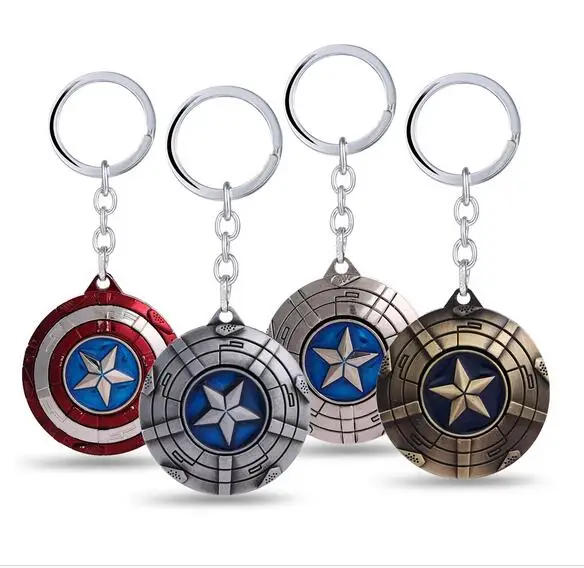 10PCS/Lot Super Hero Captain America Pendant Key Chain Ring Holder Trinket llaveros Metal Avengers Keychain Cosplay Jewelry