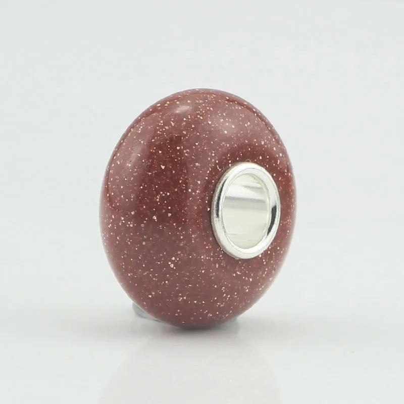 

1PCS 925 Sterling Silver 4.5mm Core Size natural Stone Beads Onyx Charm Bead Fit European Troll Bracelet Jewelry Making