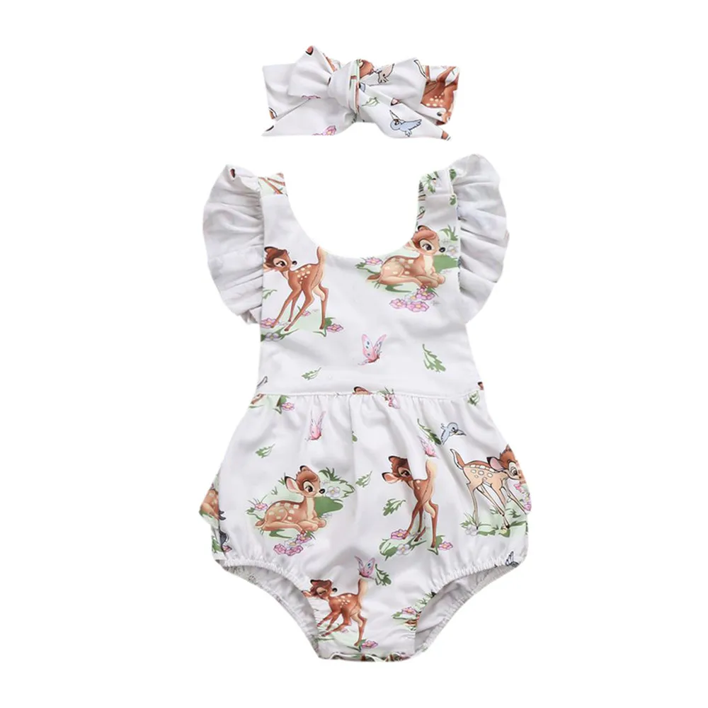 

Fashion Newborn Toddler Infant Baby Girls Deer Ruffles Romper Jumpsuit Clothes Outfits HOOLER