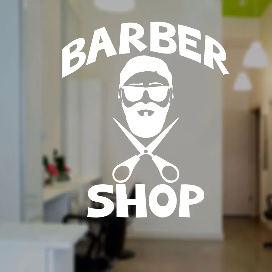 

Barber Shop Window Sticker Men's Hairdresser Hair Salon Barbershop Scissors Vinyl Glass Decal Mural Removable Wallpaper 3W39