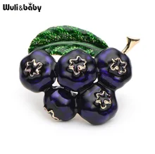 Purple Enamel Blueberry Brooches Women Men s Alloy Plant Brooch Pins Girls Hat Bag Broche Badge