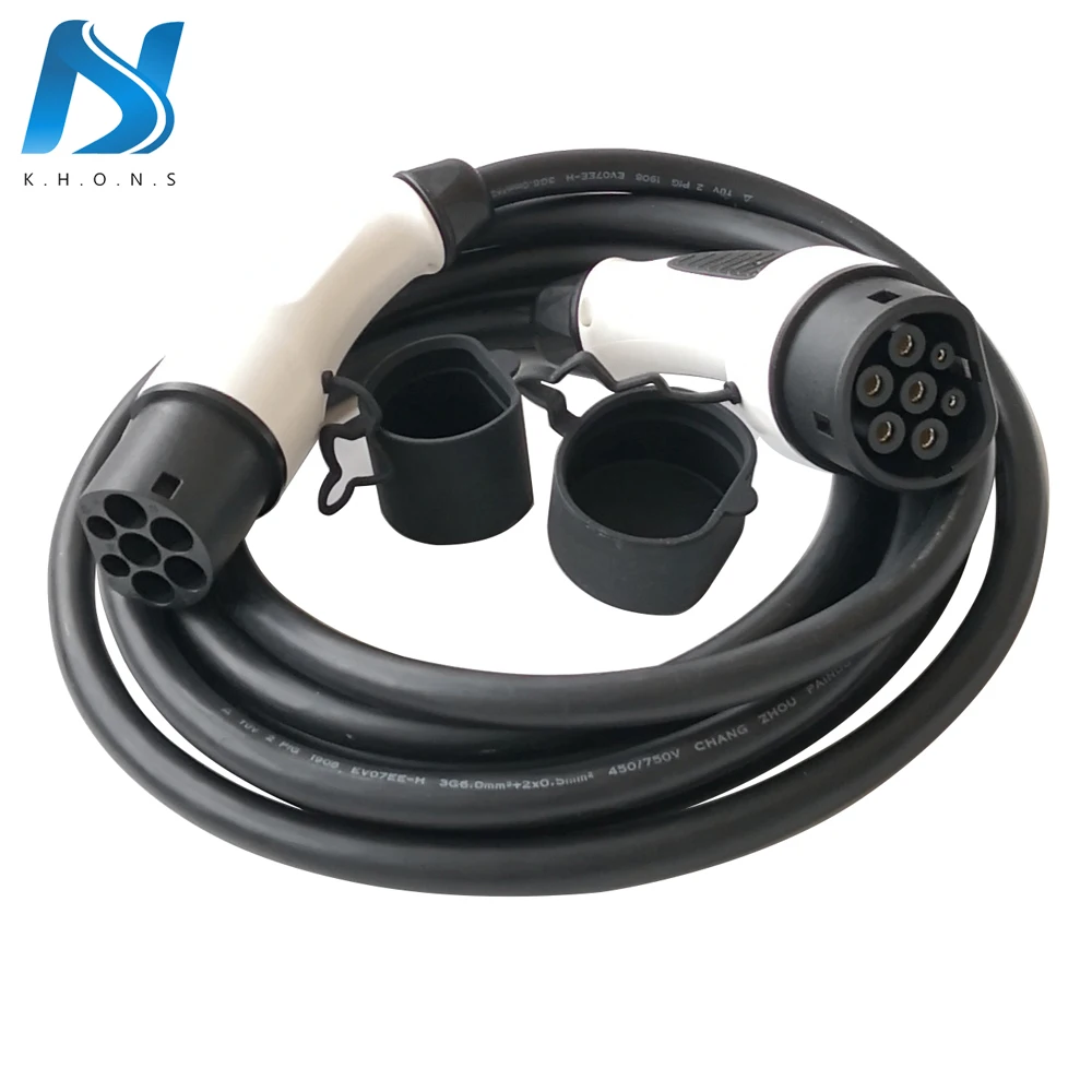 16A 32A Single Phase EV Charger Type 2 To Type 2 Connector For Electric Car Vehicle Charging