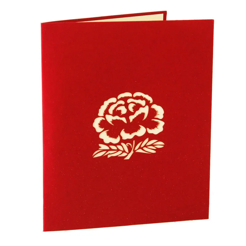  3D Laser Cut Handmade Luoyang Peony Flower Paper Invitation Greeting Card PostCard Business Wedding - 32792064253
