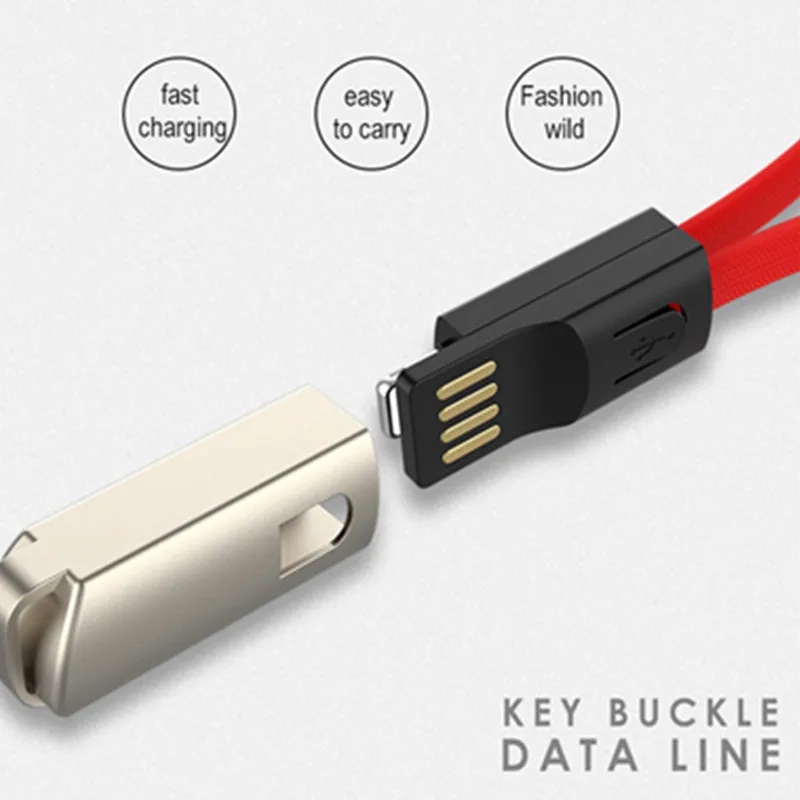 سلسلة مفاتيح محمولة USB كابل بيانات ل فون المصغّر USB نوع C سريع شحن كابل شاحن الهاتف المحمول لسامسونج غالاكسي Xiaomi