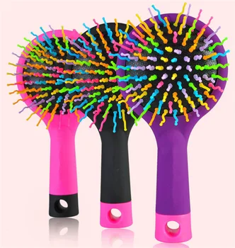 

Magic rainbow hair comb anti-static magic cushion Round Hair Brushes Comb Salon make up Ball Styling tools Hairbrush Back mirror