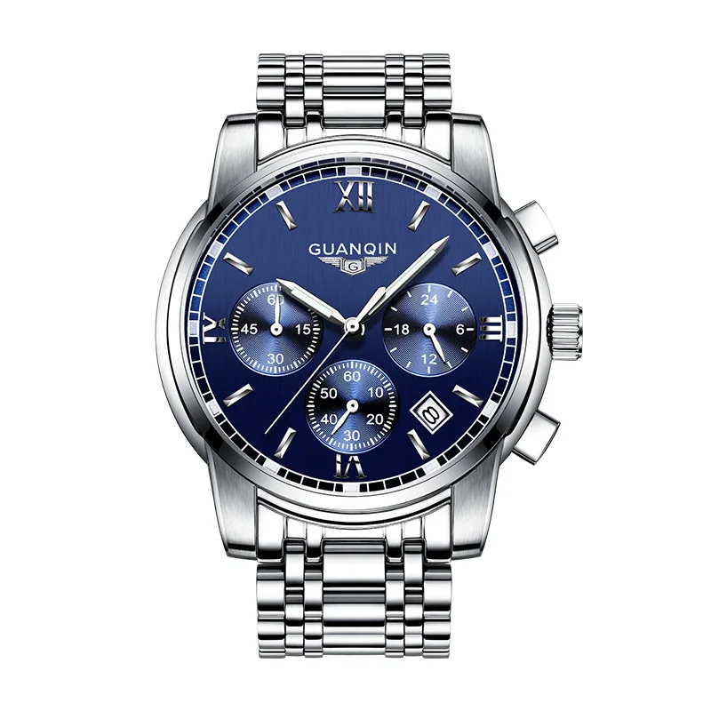 

GUANQIN GS19018 2017 New Luxury Watch Brand Watch Men Steel Fashion Clock Male Waterproof Watches Complete Calendar