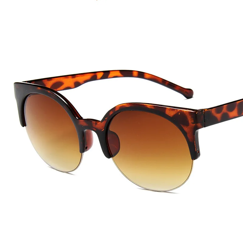 Модные женские солнцезащитные очки "кошачий глаз", Ретро стиль, Ретро стиль, наполовину оправа для очков, фирменный дизайн, Круглые, полуоправы, очки UV400 Oculos - Цвет линз: Leopard
