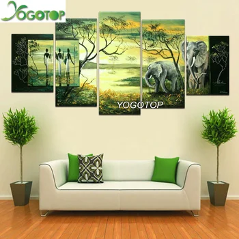 

YOGOTOP Full Diamond Embroidery Diy Diamond Painting Cross Stitch 5D Diamond Mosaic Home Decor Fantasy elephant 5pcs/set ML036