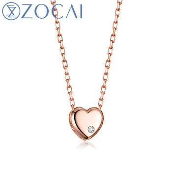 شراءZOCAI العلامة التجارية قلادة القلب شكل ريال 0.01 CT مصدق H/SI قلادة الماس 18K ارتفع الذهب (Au750) 925 الفضة سلسلة JBD00367